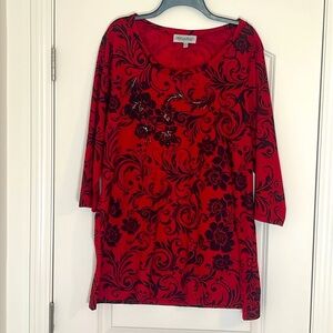 Closet Full Red Black Tunic Blouse Size XXXL